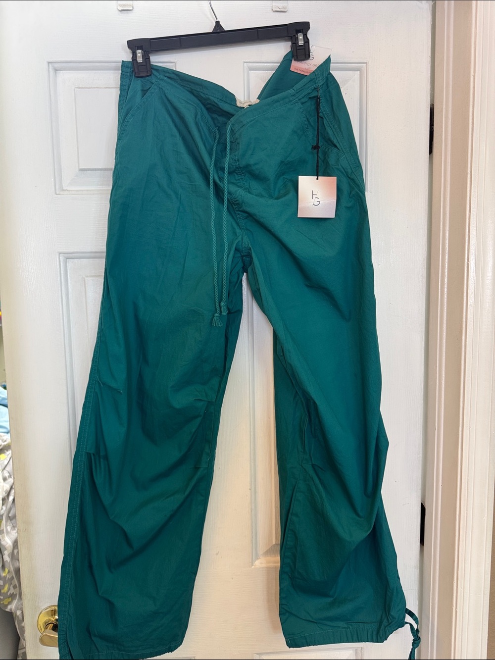Women’s Teal Wide-Leg Drawstring Track Pants